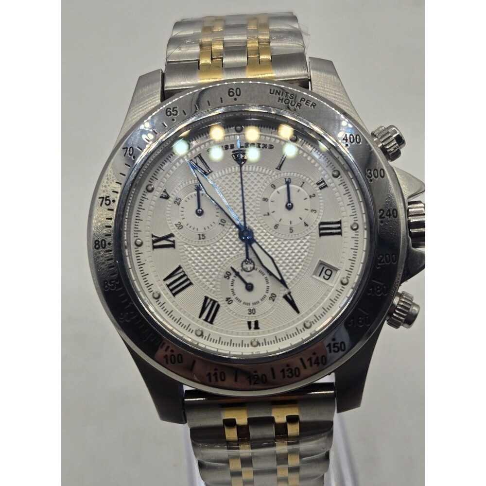 Swiss Legend Chronograph Quartz Men's Watch. New Two Tone Stainless Steel Band.